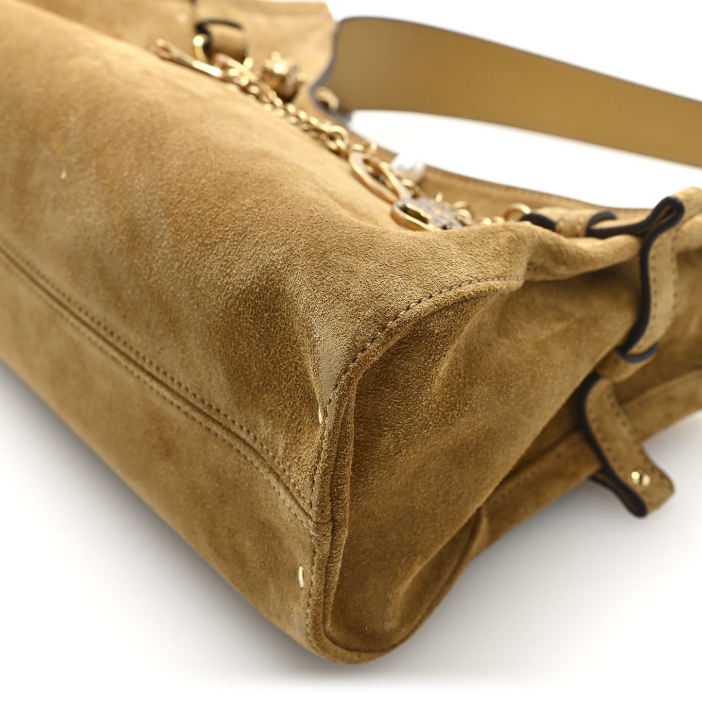 Suede Charms Hobo Bag Gold Khaki
