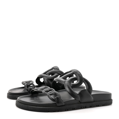 Hermes Nappa Extra Sandals 37 Black 4 of 9