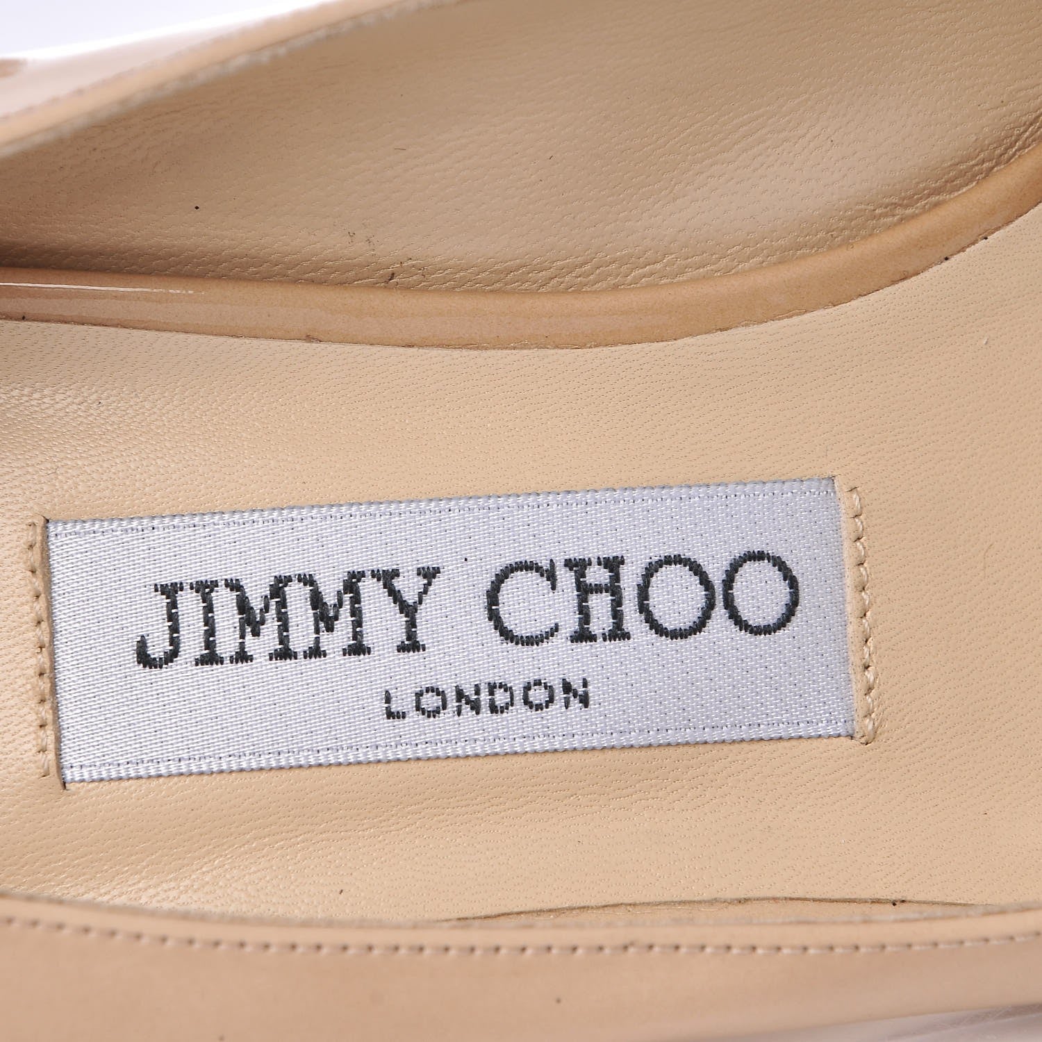 Jimmy Choo Patent Bergen Peep Toe Low Wedge Pumps 38.5 Beige 9 of 12