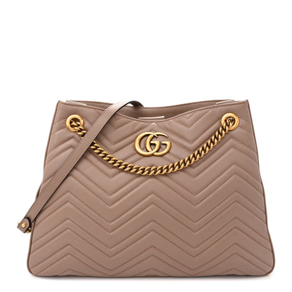Gucci Calfskin Matelasse Medium GG Marmont Shoulder Tote Bag Porcelain Rose 1 of 13