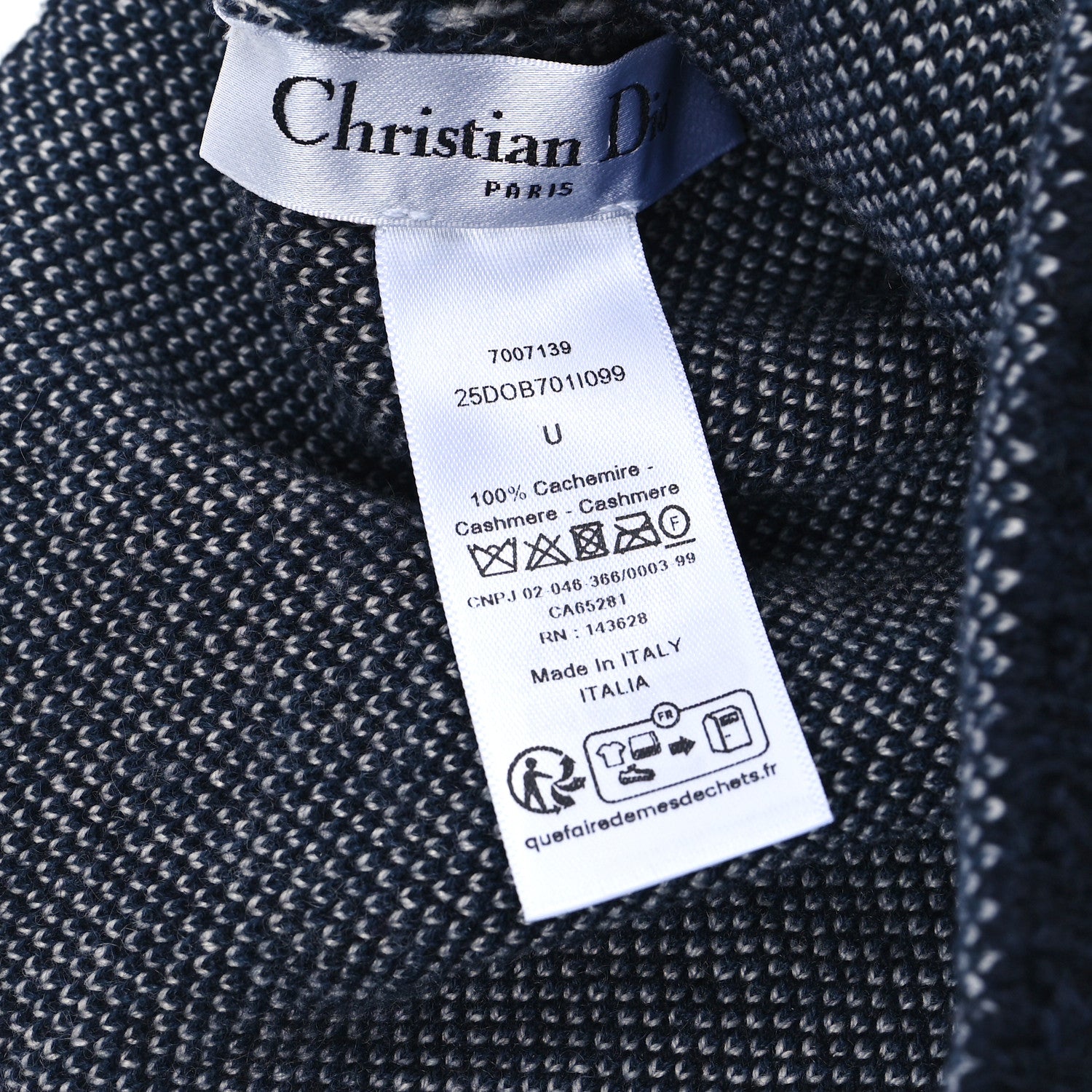 Christian Dior Cashmere Oblique PomPom Beanie Navy Blue 3 of 4