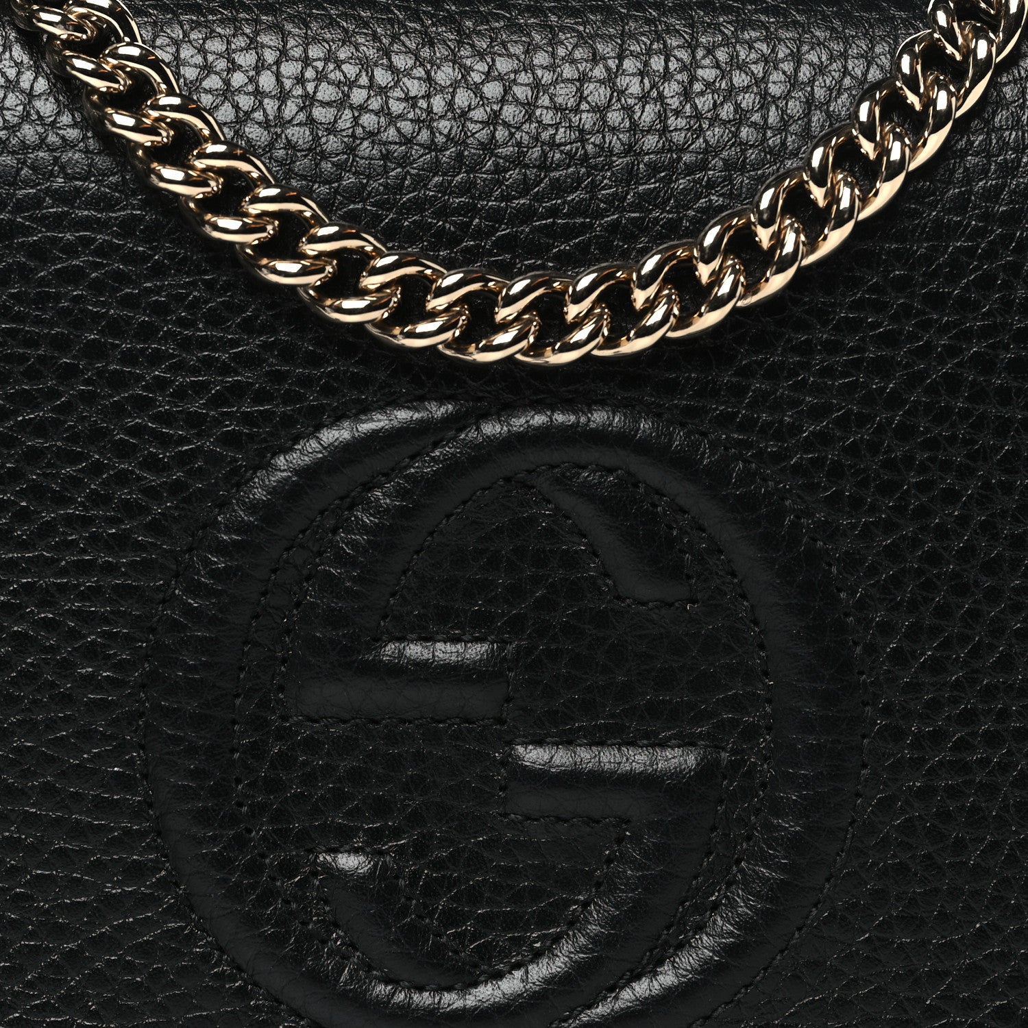 Gucci Pebbled Calfskin Soho Wallet On Chain Black 7 of 10