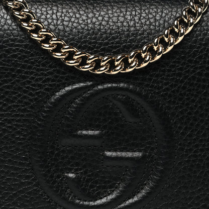 Gucci Pebbled Calfskin Soho Wallet On Chain Black 7 of 10
