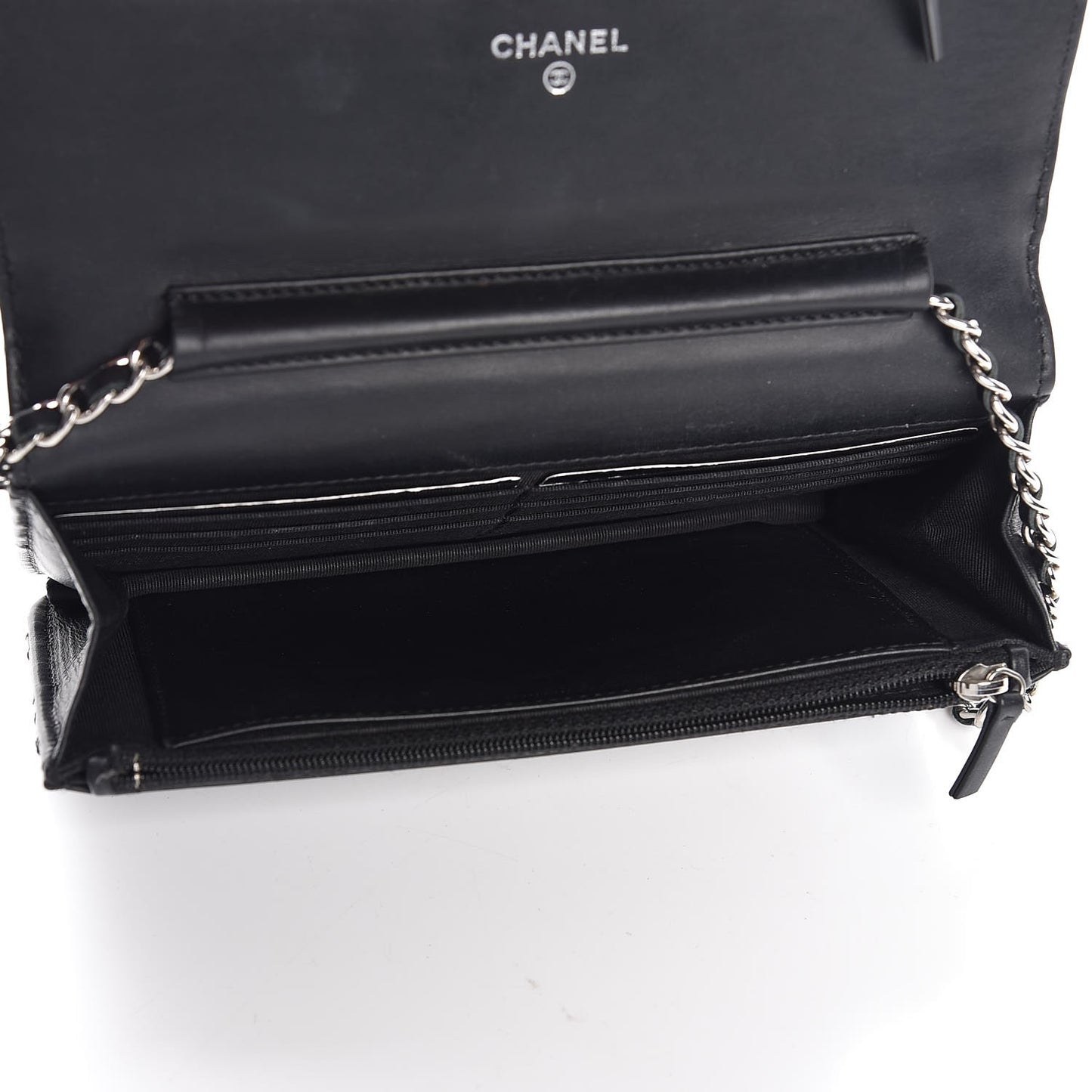 Patent Quilted Wallet On Chain WOC Black