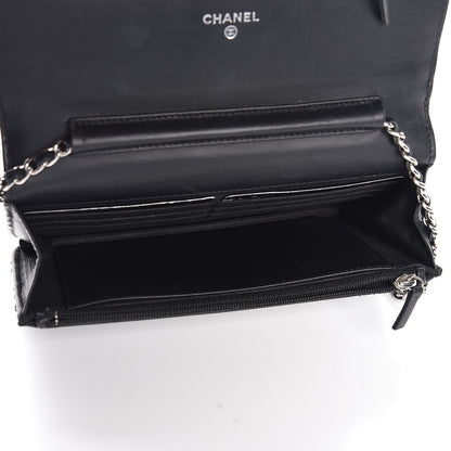 Chanel Patent Quilted Wallet On Chain WOC Black 5 of 9
