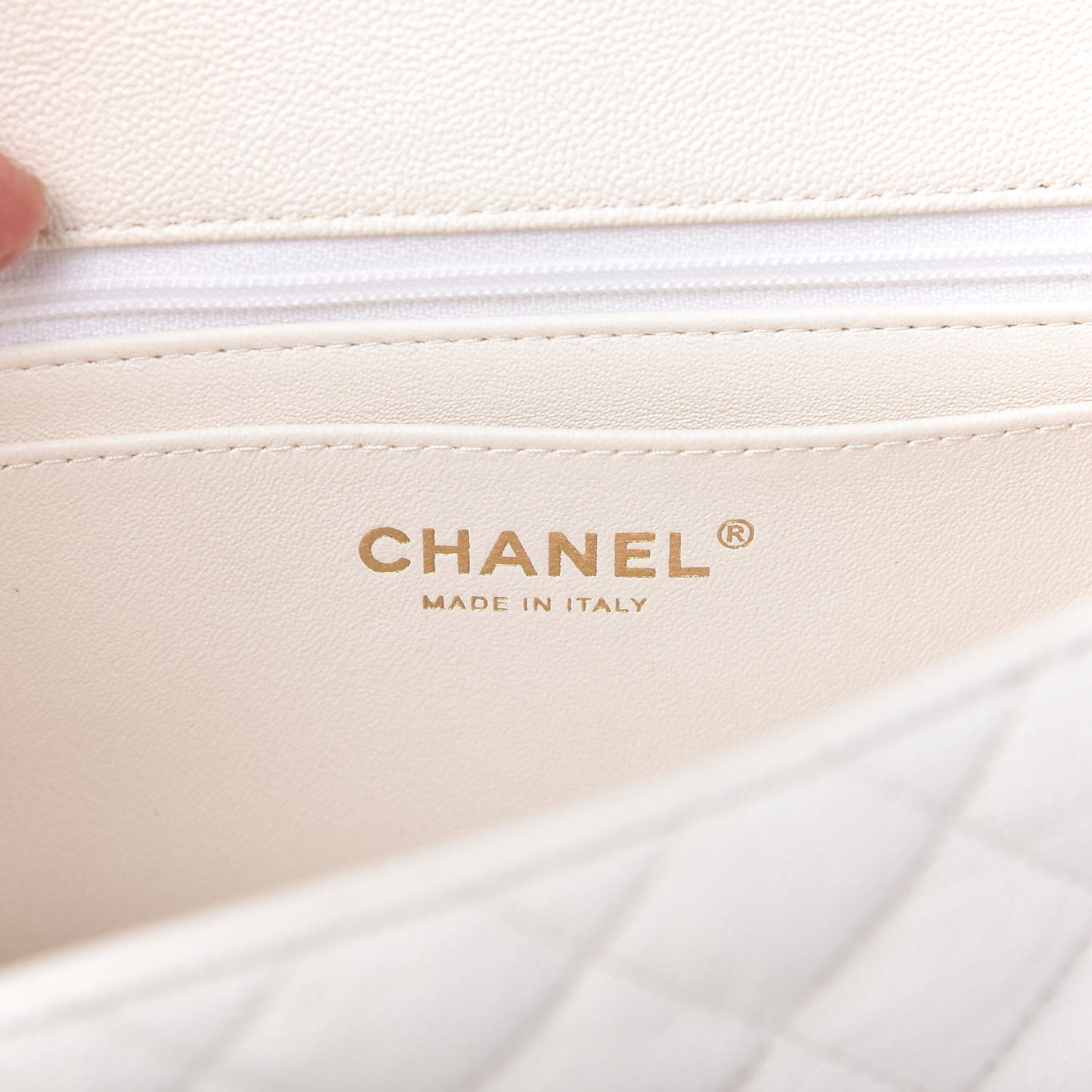 Caviar Quilted Mini Top Handle Rectangular Flap White