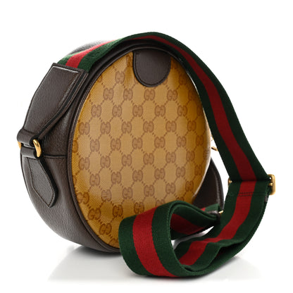 Gucci X ADIDAS Crystal Vintage Monogram Textured Dollar Calfskin Web Trefoil Small Ophidia Round Shoulder Bag Mid Natural Nut Off White New Acero 3 of 11