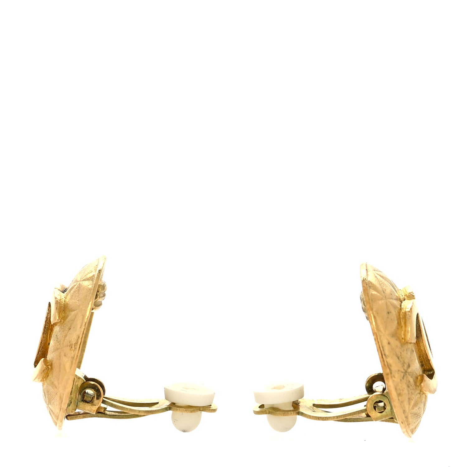 Chanel Metal Quilted CC Round Clip On Earrings Gold 3 of 4