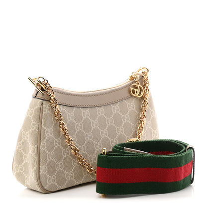 Gucci GG Supreme Monogram Textured Dollar Calfskin Web Small Ophidia GG Handbag Beige Mystic White Oatmeal 3 of 11