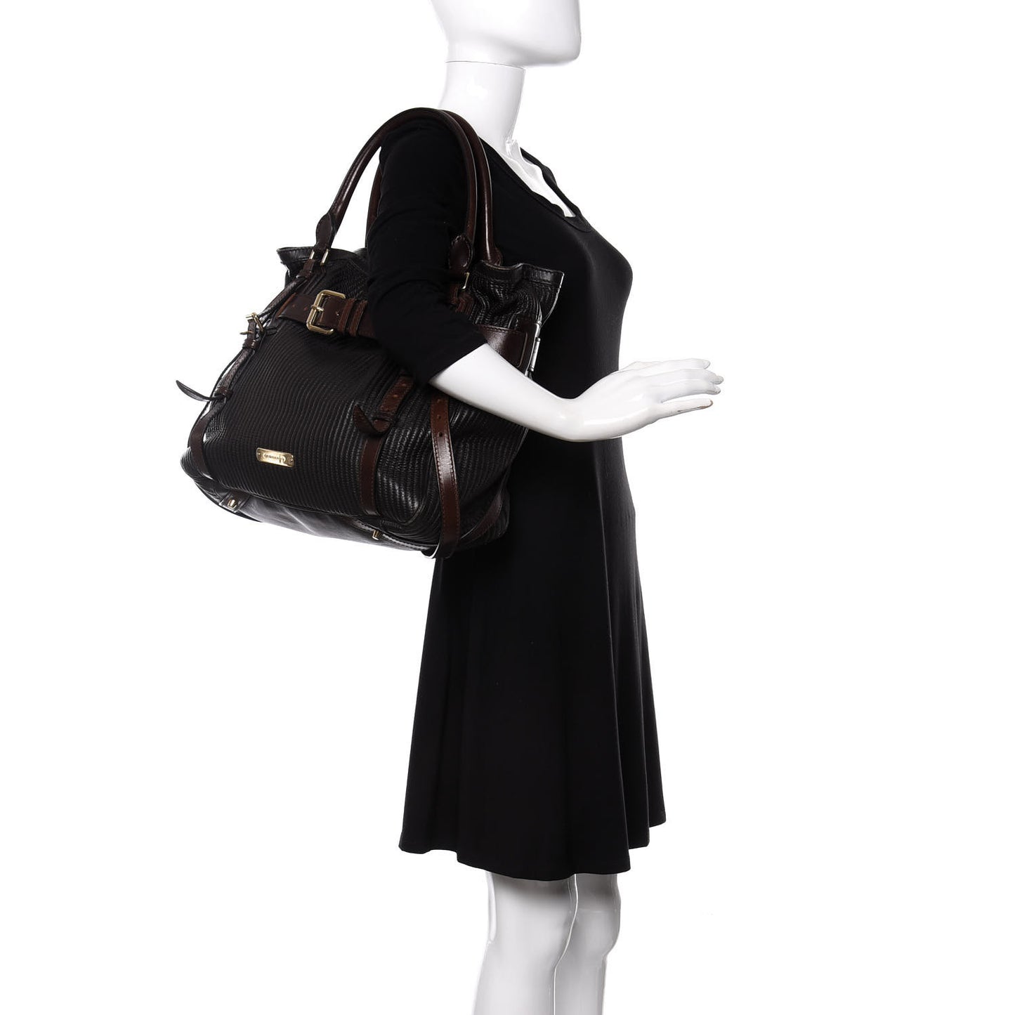 Calfskin Quilted Belt Tote Black