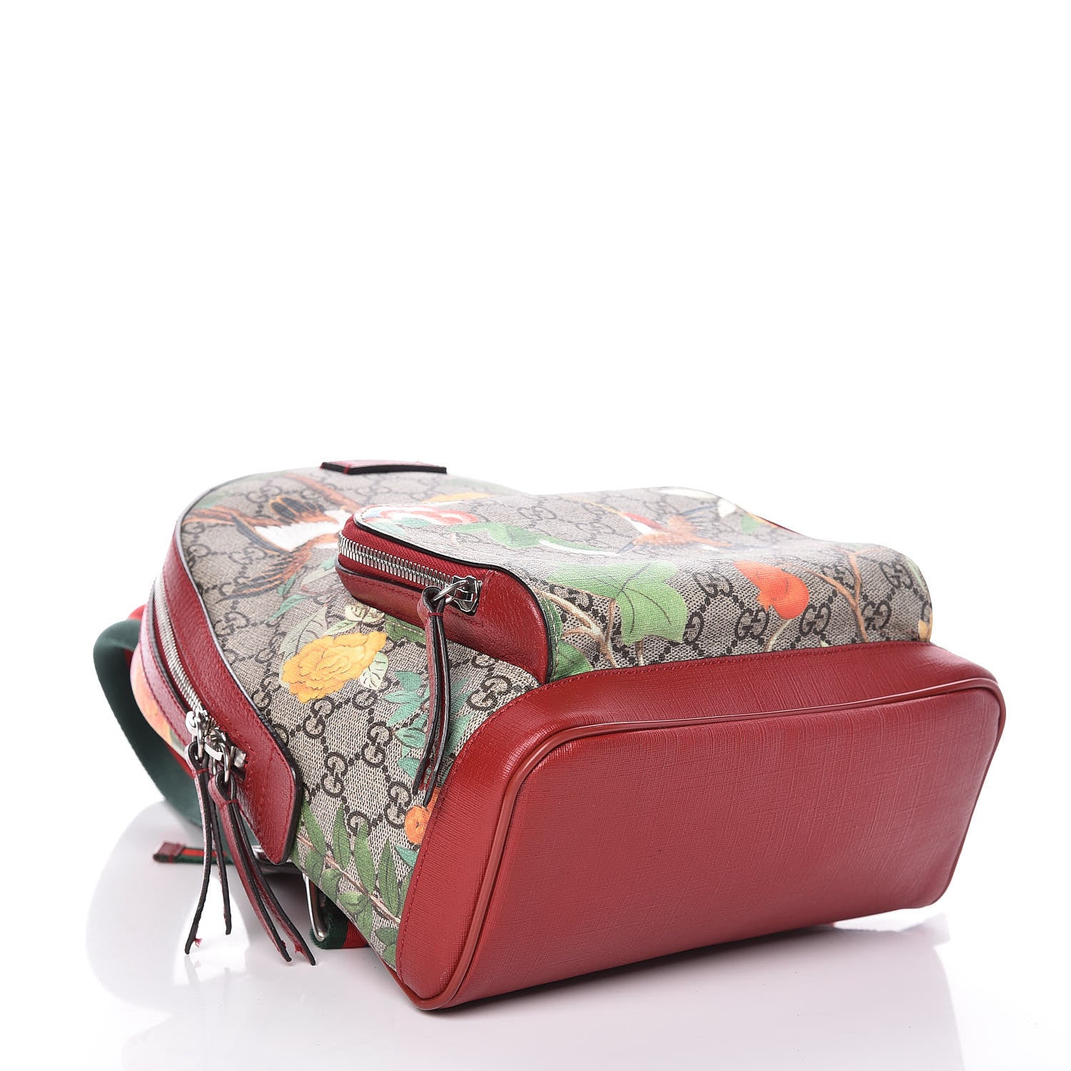 Gucci GG Supreme Monogram Tian Web Small Day Backpack Beige Multicolor Red 4 of 16