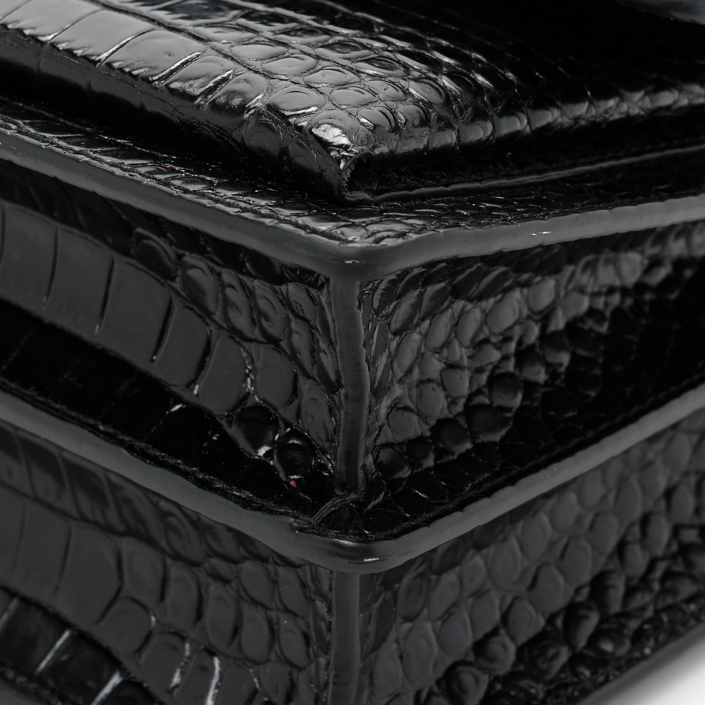 Calfskin Crocodile Embossed Medium Monochrome Monogram Sunset Black