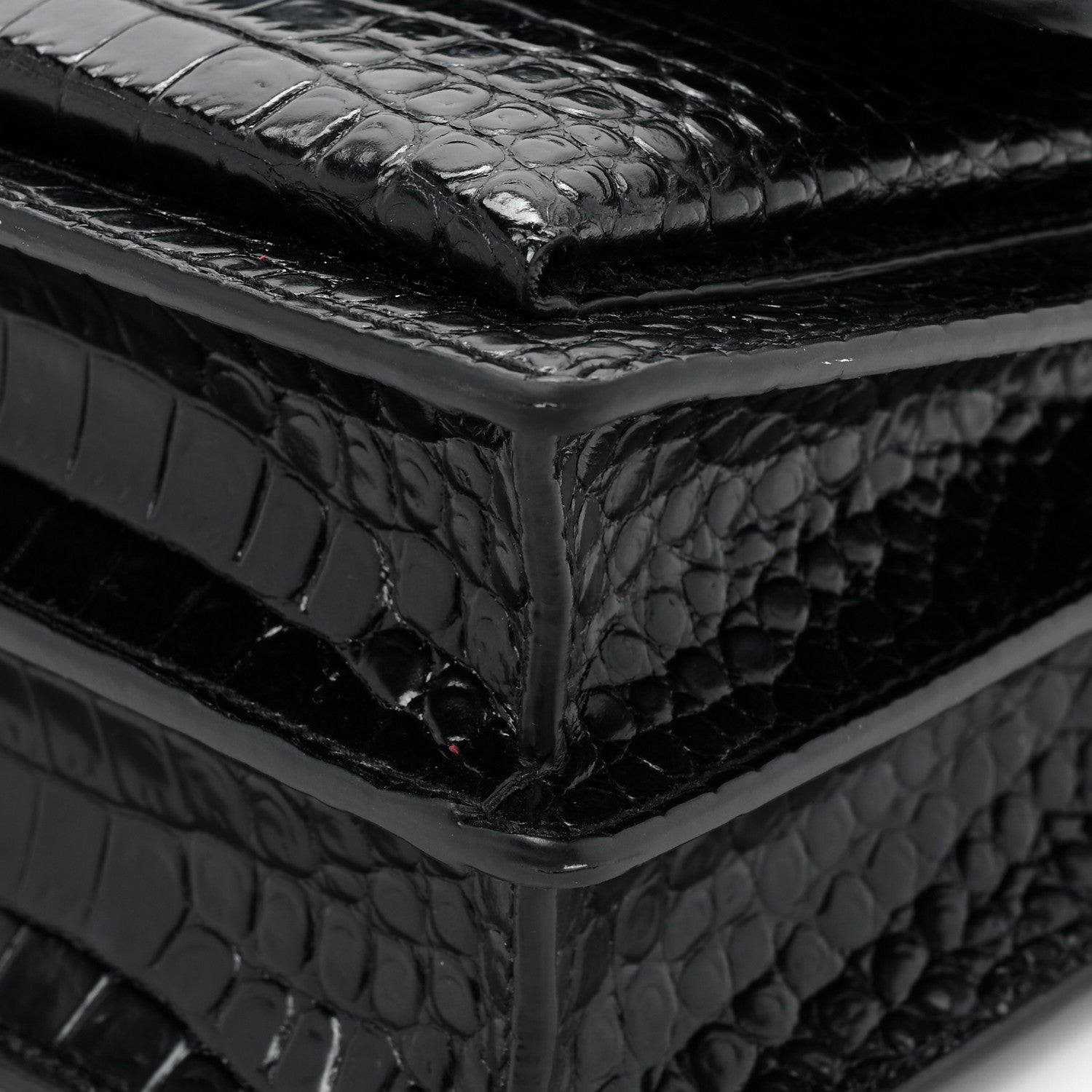 Saint Laurent Calfskin Crocodile Embossed Medium Monochrome Monogram Sunset Black 12 of 12