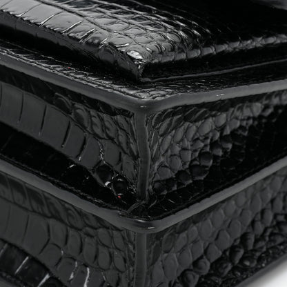 Saint Laurent Calfskin Crocodile Embossed Medium Monochrome Monogram Sunset Black 12 of 12