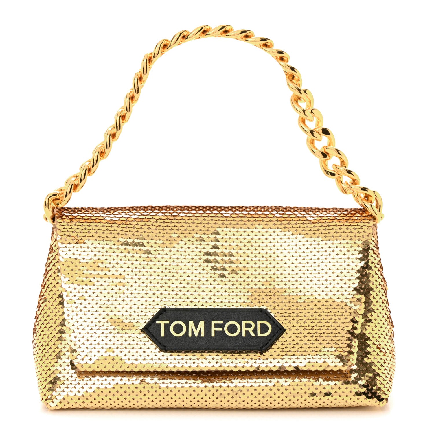 Tom Ford Sequin Mini Label Shoulder Bag Gold 1 of 12