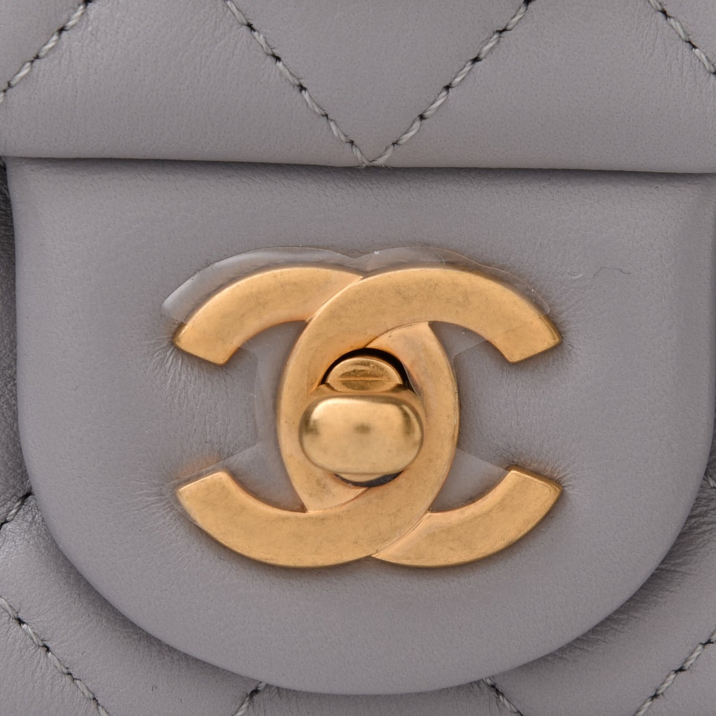 Lambskin Quilted Mini Rectangular Pearl Crush Flap Grey