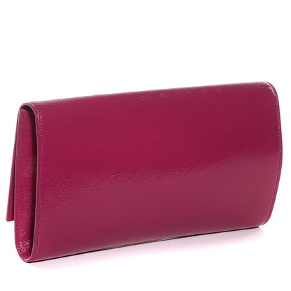 Saint Laurent Textured Patent Monogram Large Belle De Jour Clutch Fuchsia 3 of 7