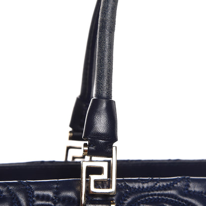 Versace Barocco Quilted Nappa Elettra Vanitas Tote Navy 15 of 18