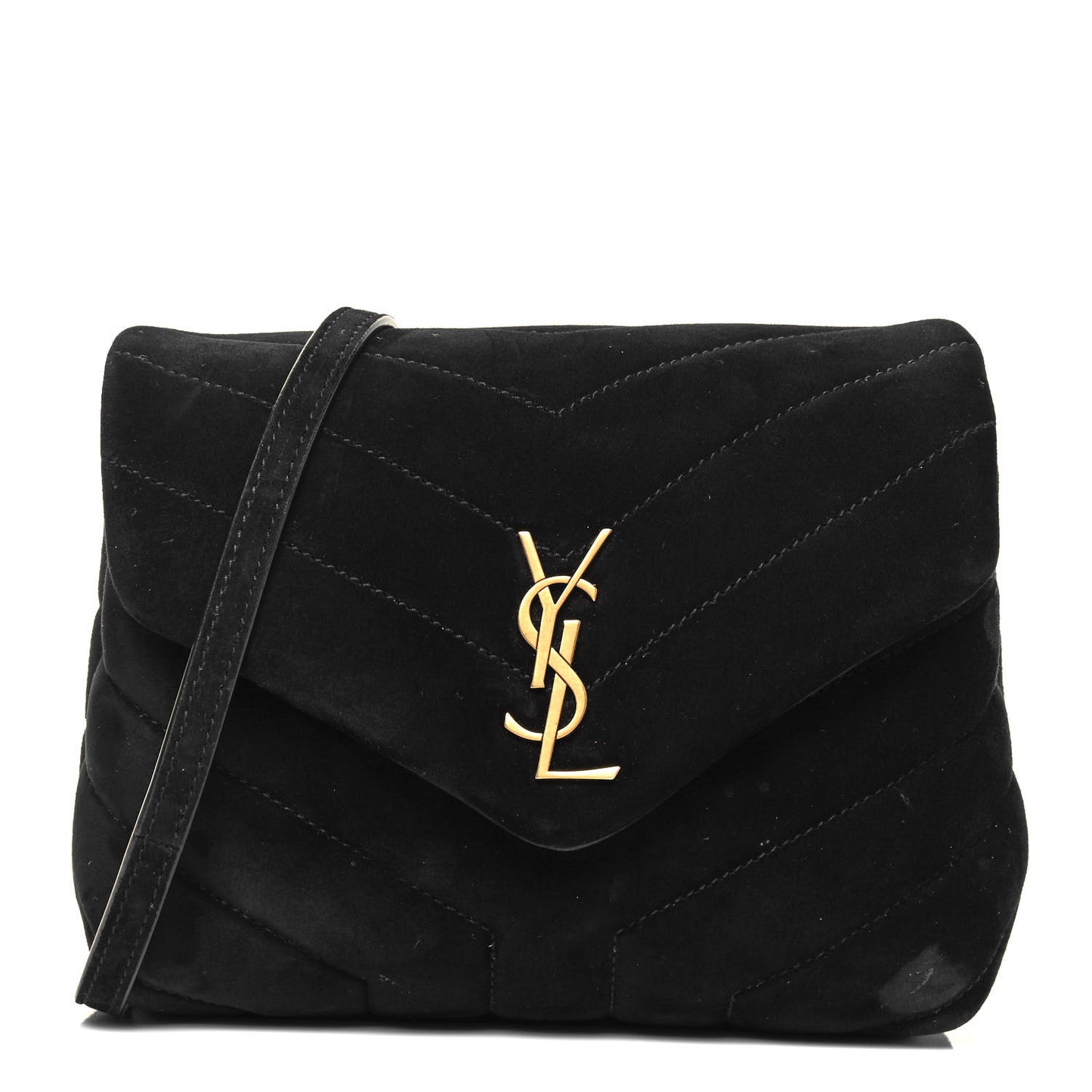 Suede Y Quilted Monogram Toy Loulou Crossbody Bag Black