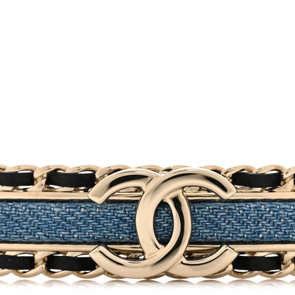 Chanel Metal Denim CC Hair Clip Barrette Blue Gold 4 of 5