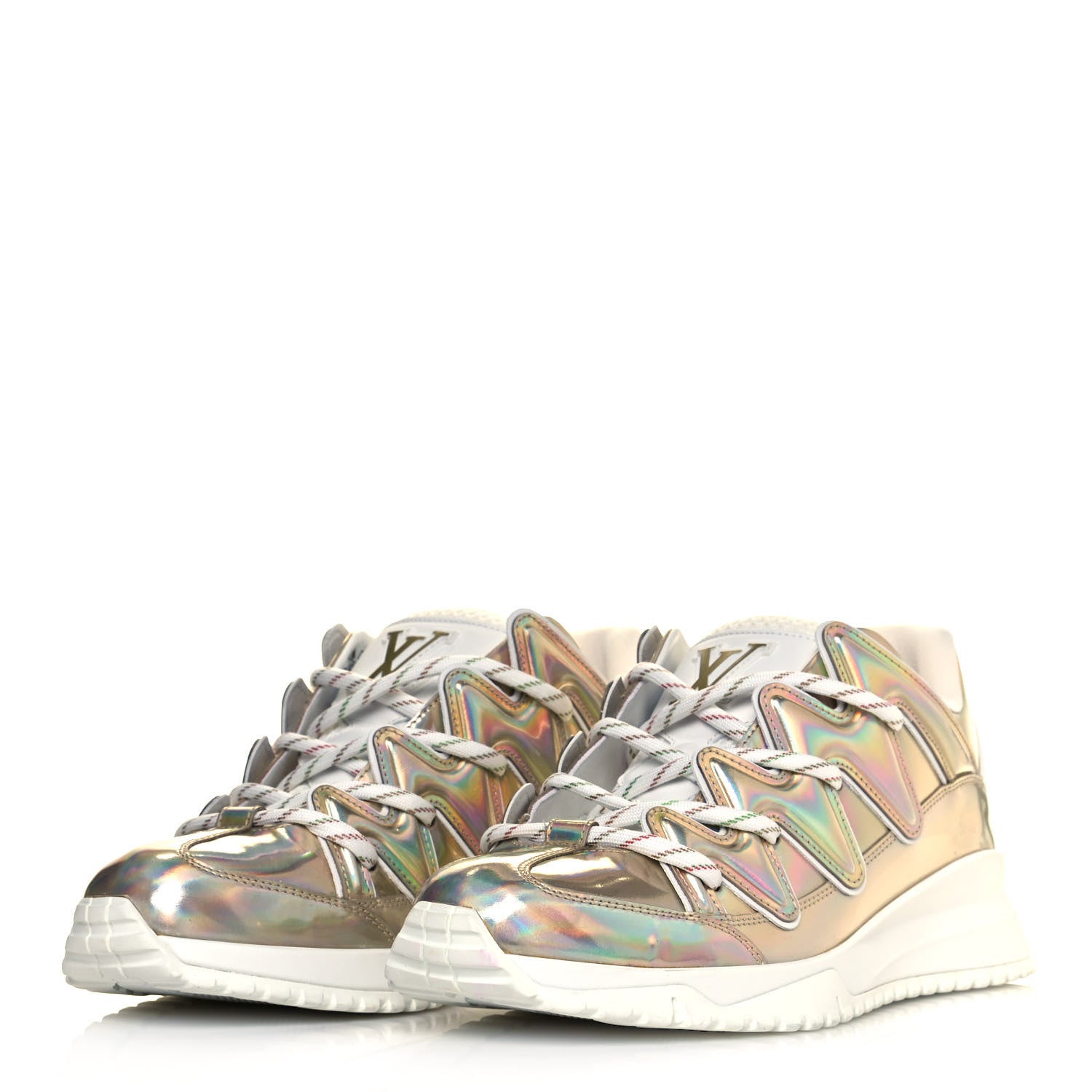 Louis Vuitton Metallic Calfskin Holographic Mens Zigzag Sneakers 8 Multicolor 3 of 6