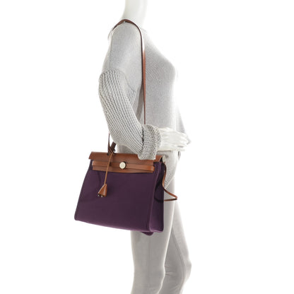 Hermes Vache Hunter Toile Herbag Zip 31 PM Fauve Cassis 2 of 18