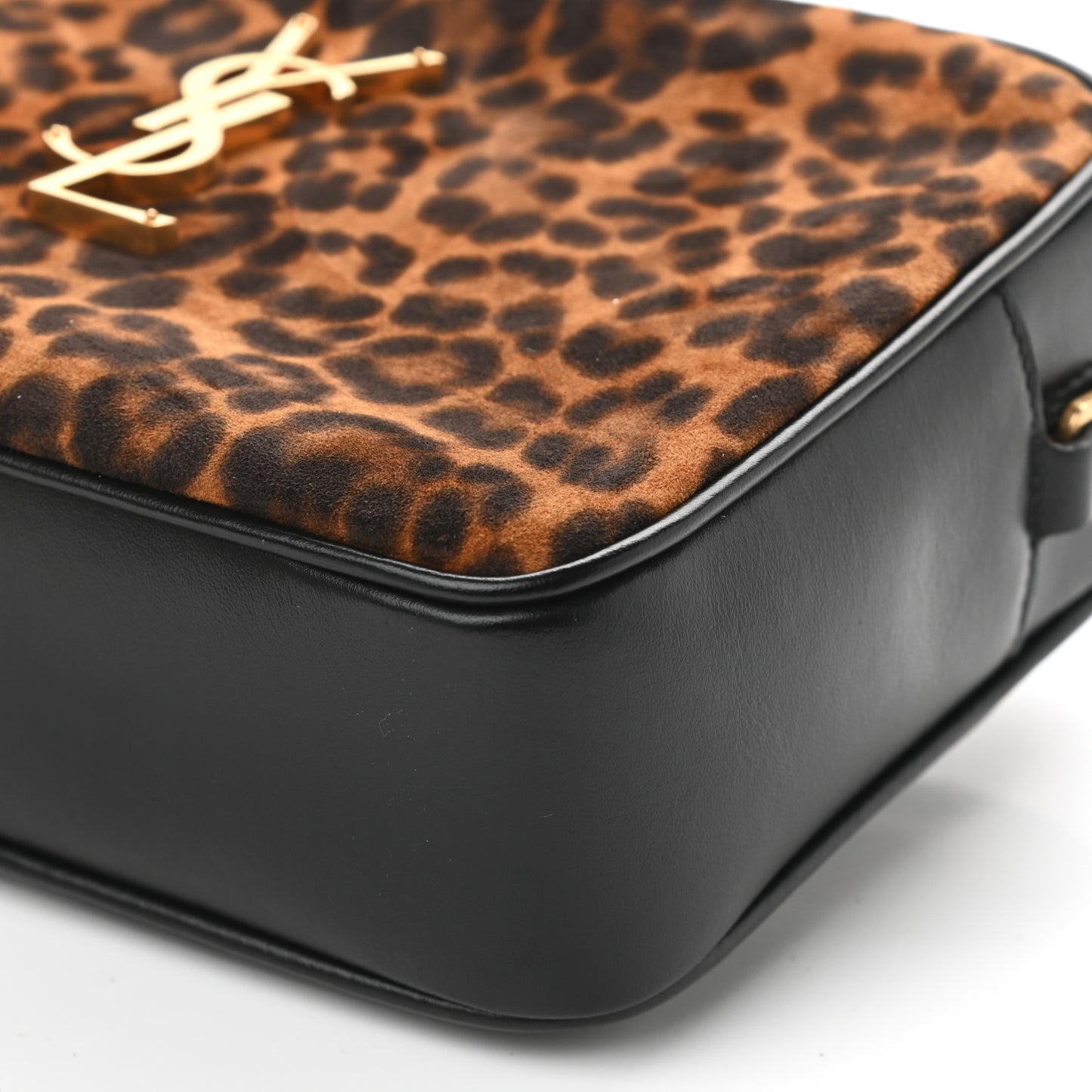 Calfskin Leopard Print Monogram Lou Camera Bag Black