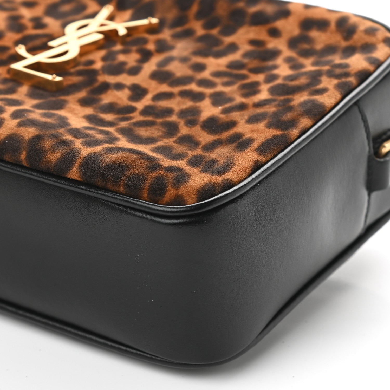 Saint Laurent Calfskin Leopard Print Monogram Lou Camera Bag Black 8 of 8