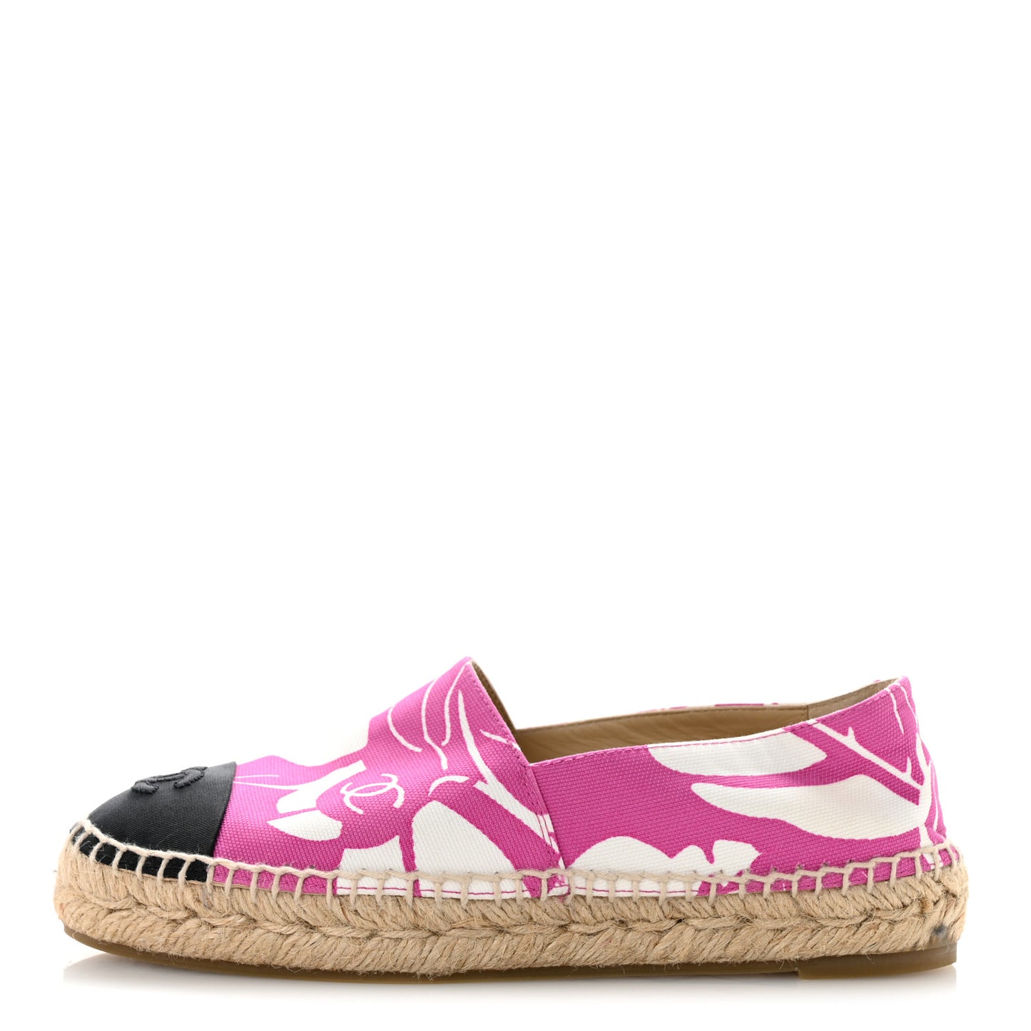 Cotton Grosgrain Espadrilles 36 Pink Ecru Black