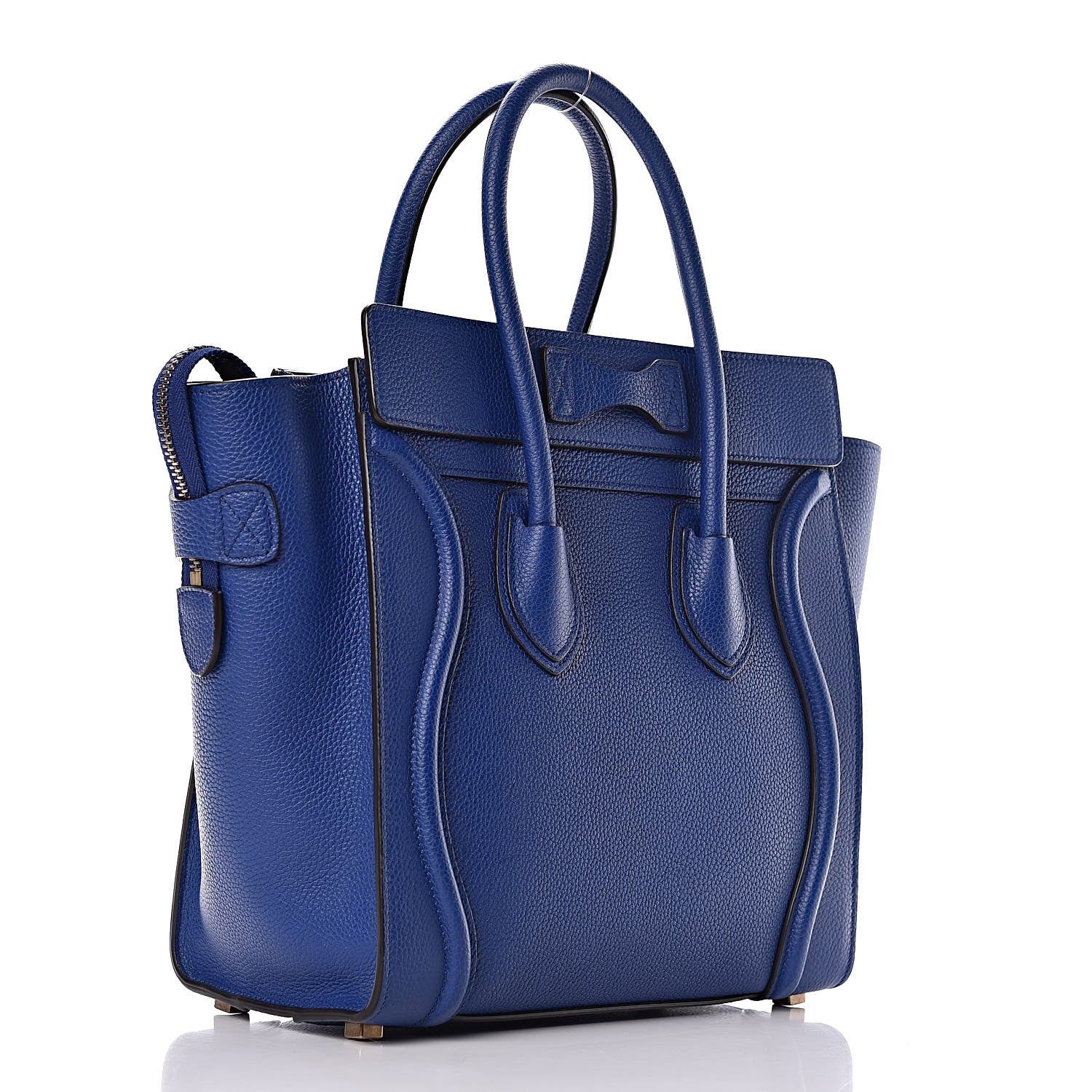 Celine Drummed Calfskin Micro Luggage Indigo 3 of 9
