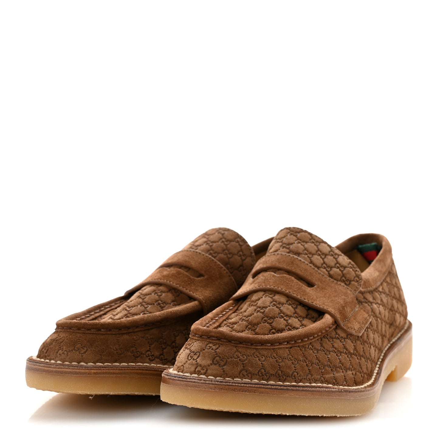 Luxury Suede Microguccissima Mens Loafers 9.5 Nocciola