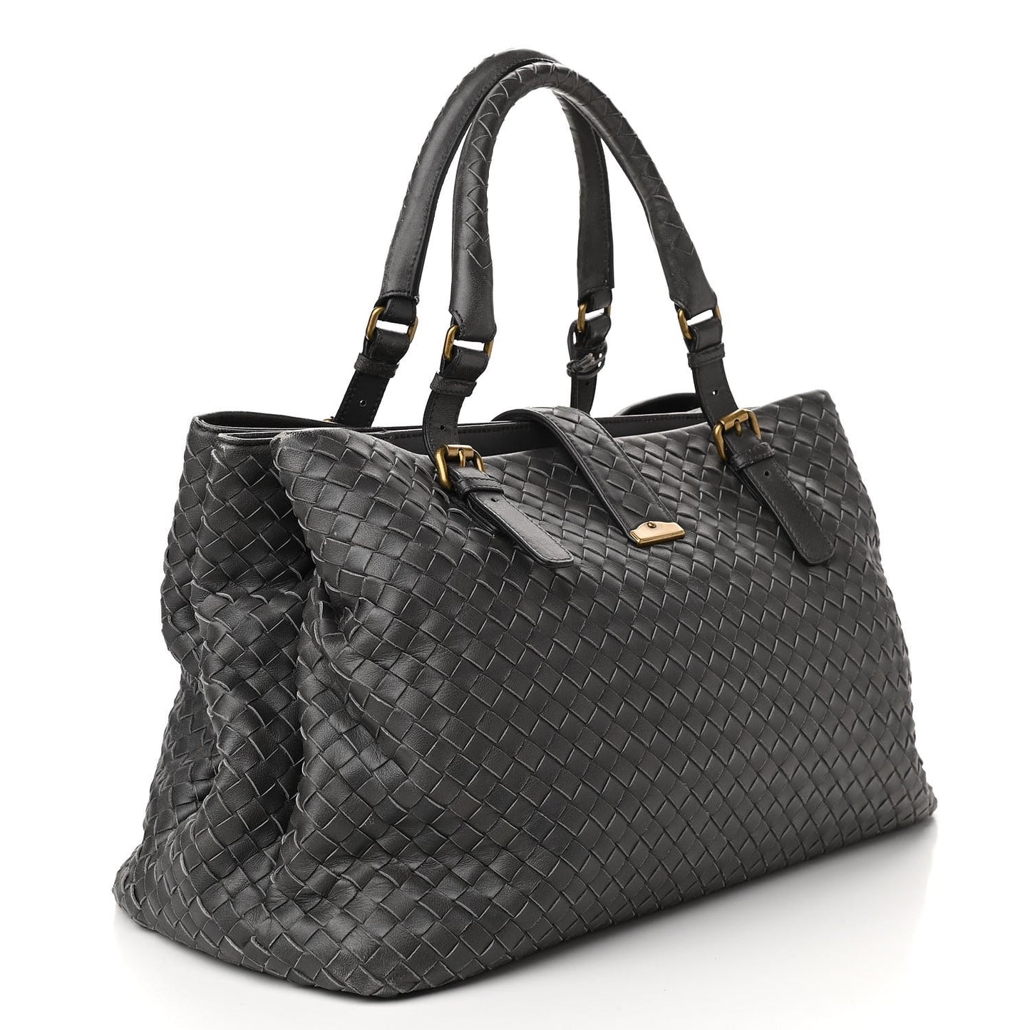 Nappa Intrecciato Medium Roma Tote Ferro Gray