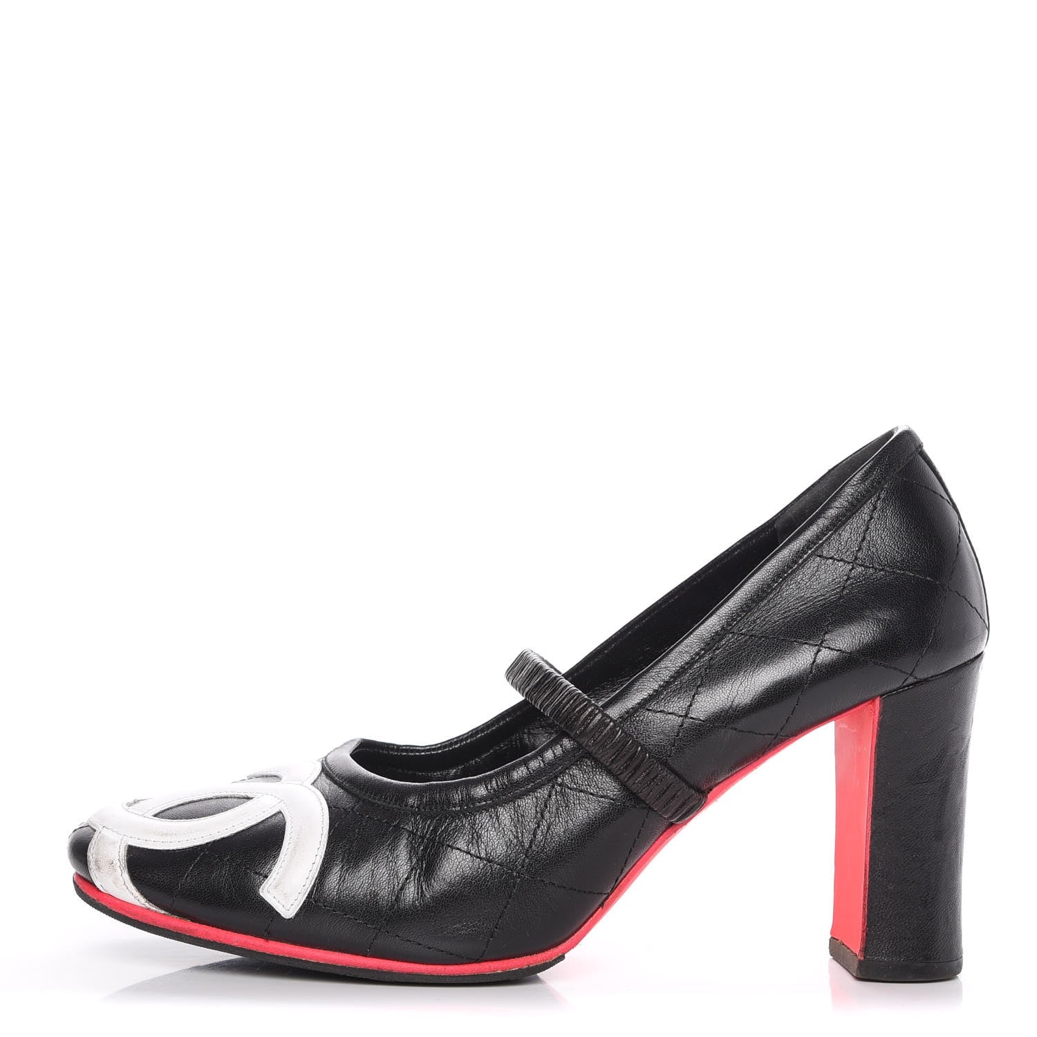 Chanel Calfskin Quilted Cambon Pumps 39.5 Black White 1 of 14