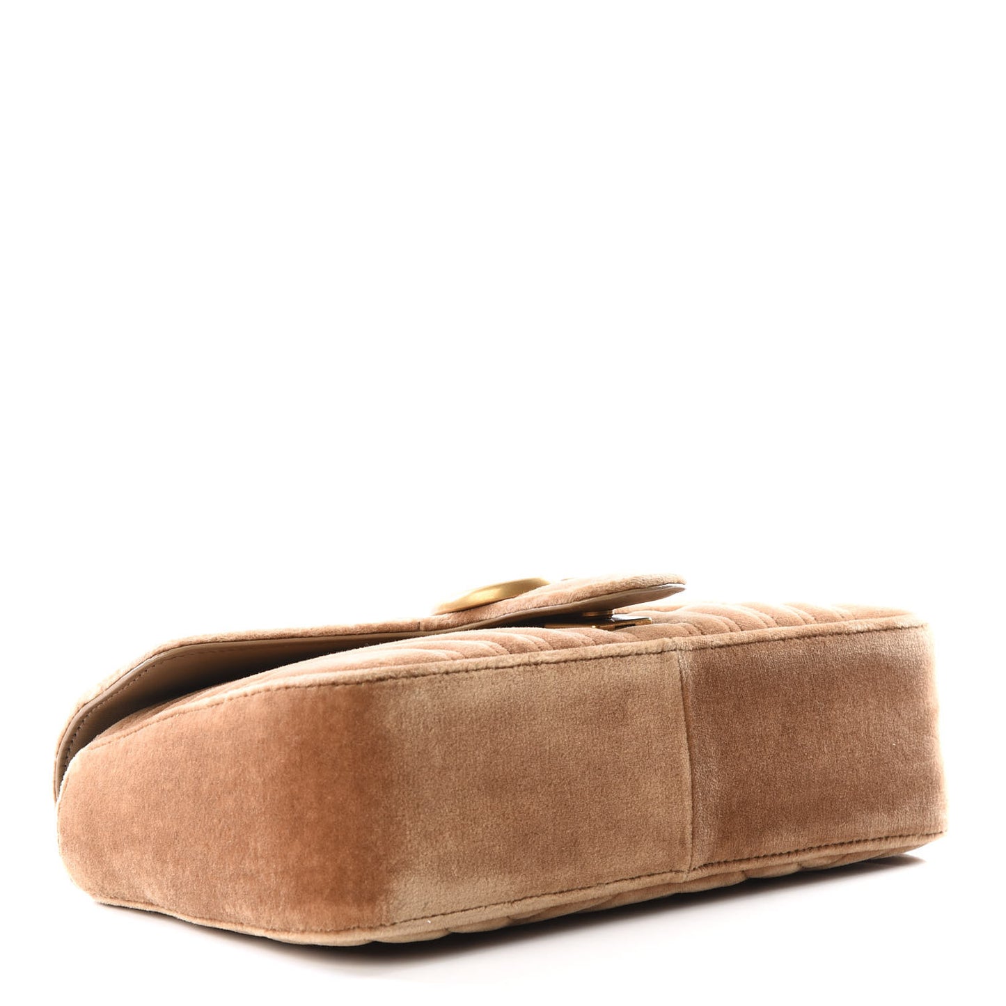 Velvet Matelasse Small GG Marmont Shoulder Bag Taupe
