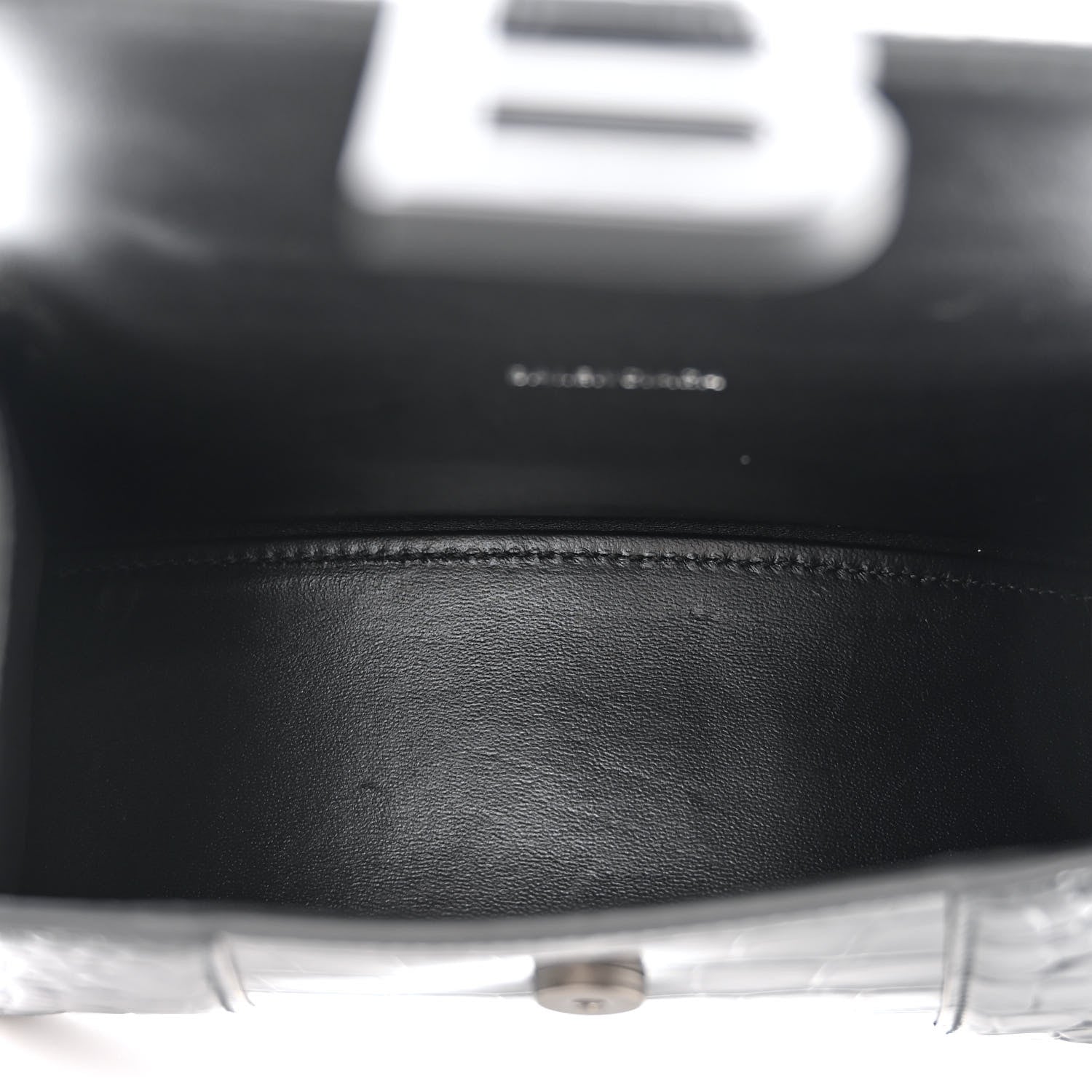Balenciaga Shiny Calfskin Monochrome Crocodile Embossed Hourglass Top Handle Bag XS Black 5 of 11