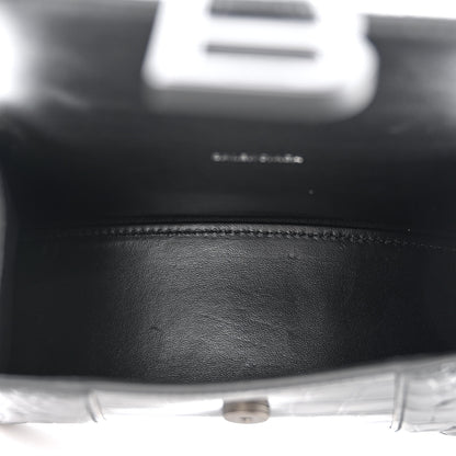 Balenciaga Shiny Calfskin Monochrome Crocodile Embossed Hourglass Top Handle Bag XS Black 5 of 11
