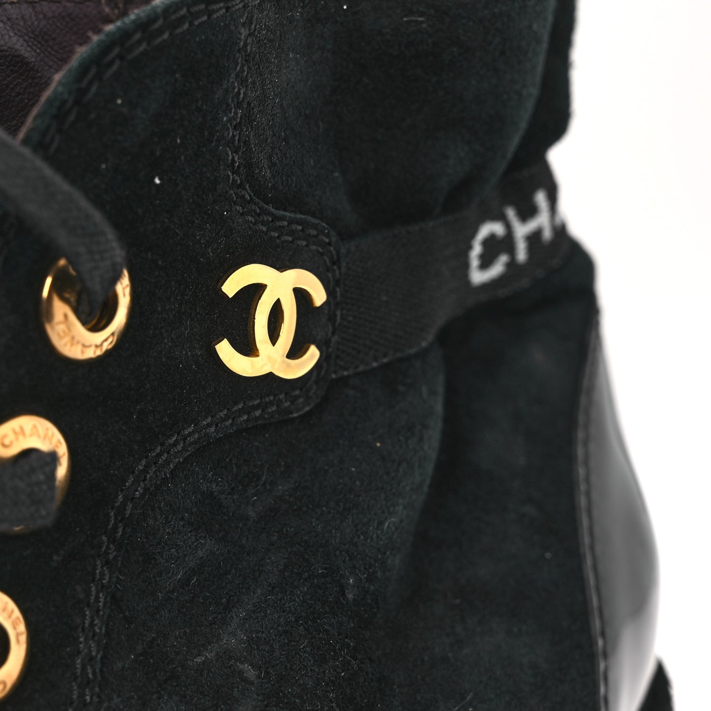 Suede Patent Cap Toe CC Ankle Boots 40.5 Black