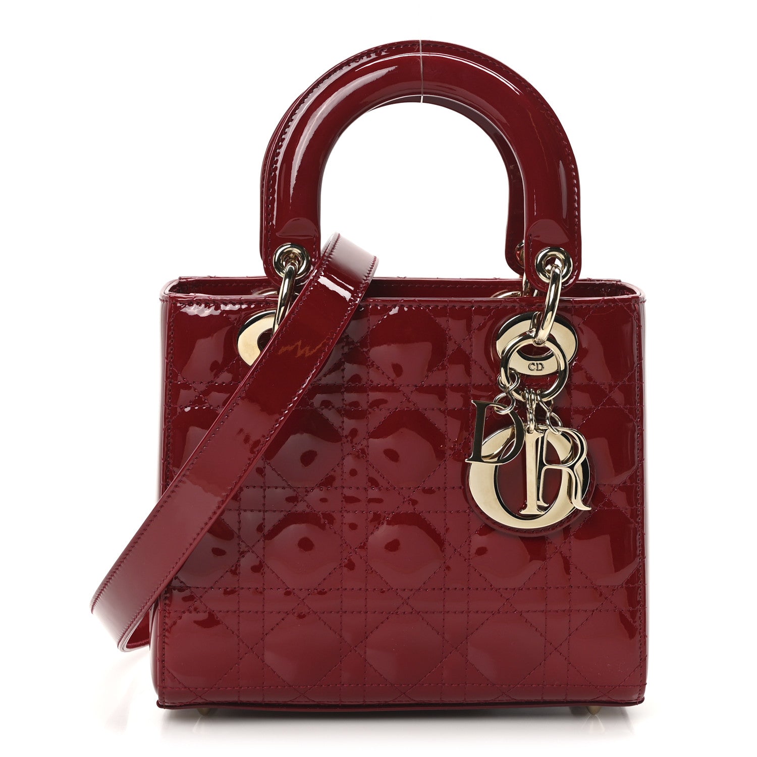 Christian Dior Patent Cannage Small Lady Dior Cherry Red 1 of 10
