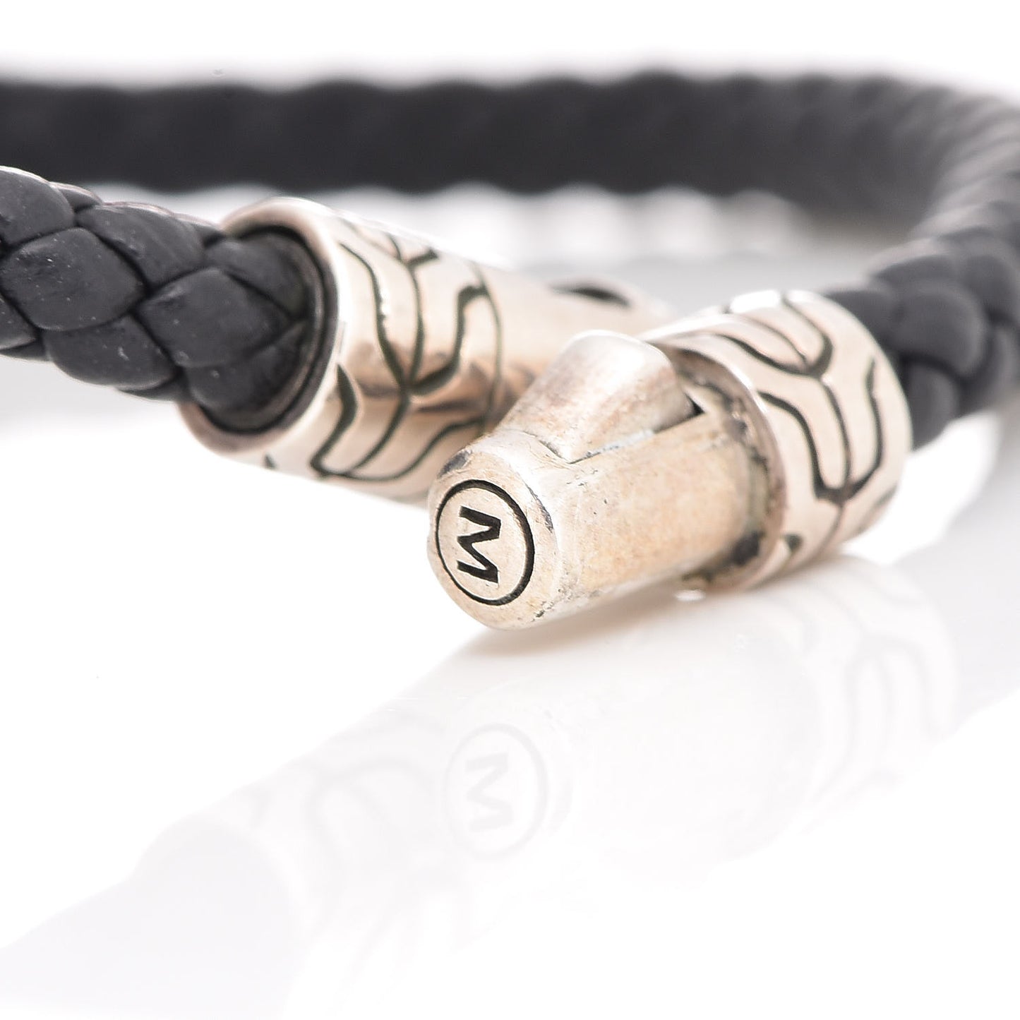 Sterling Silver Calfskin Black Sapphire 4mm Classic Chain Station Bracelet