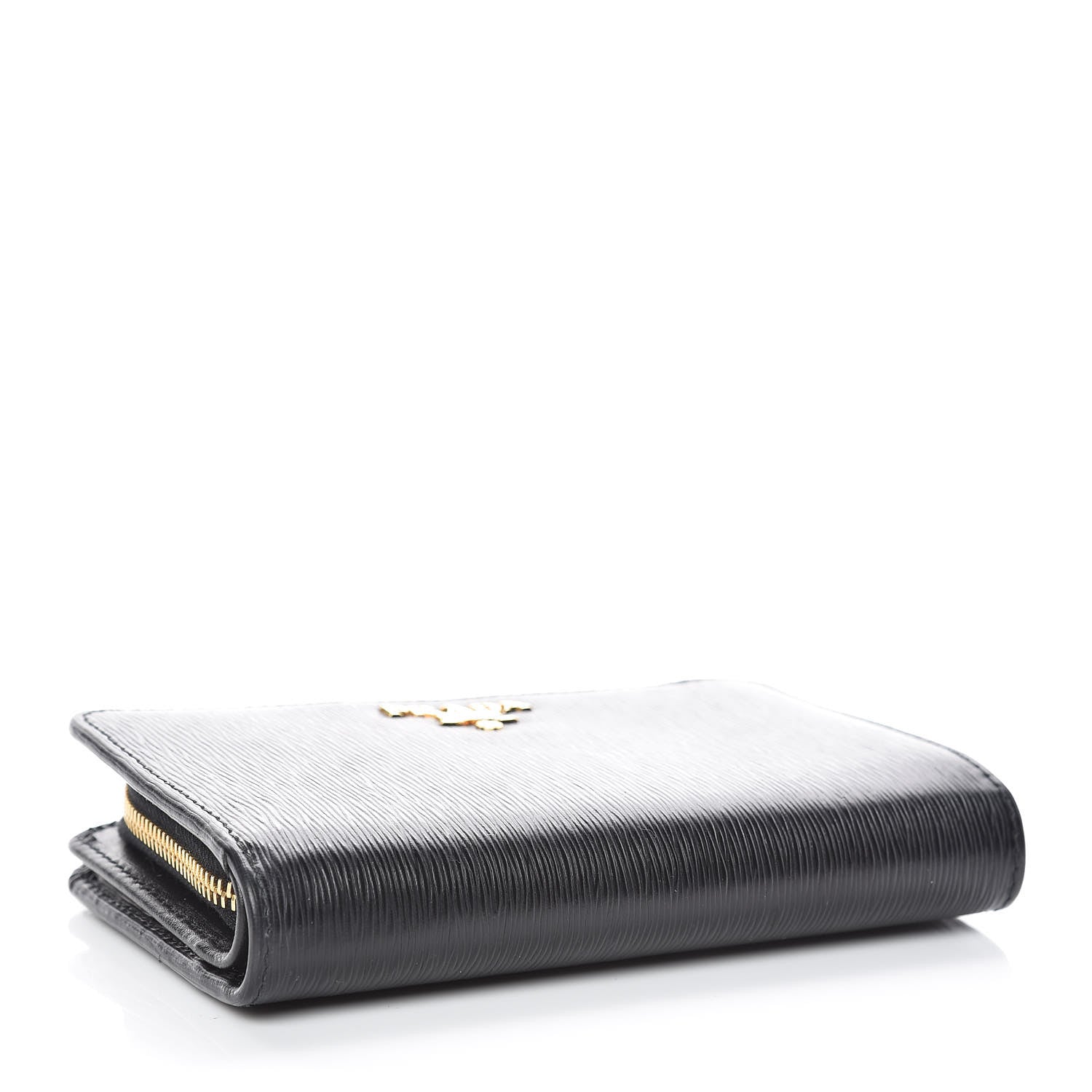 Prada Vitello Move Metal Compact Wallet Black 4 of 7