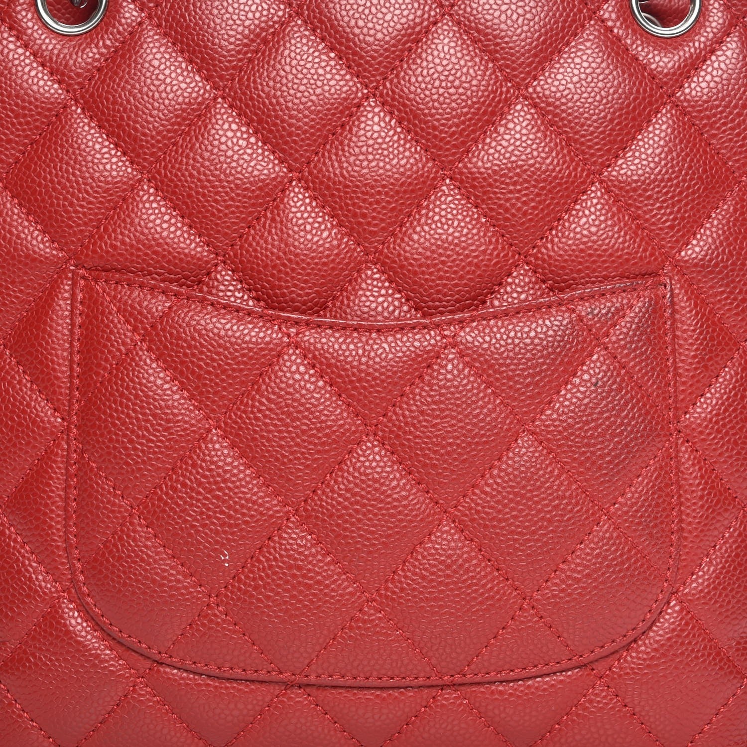 Chanel Caviar Quilted Petit Shopping Tote PST Red 11 of 11