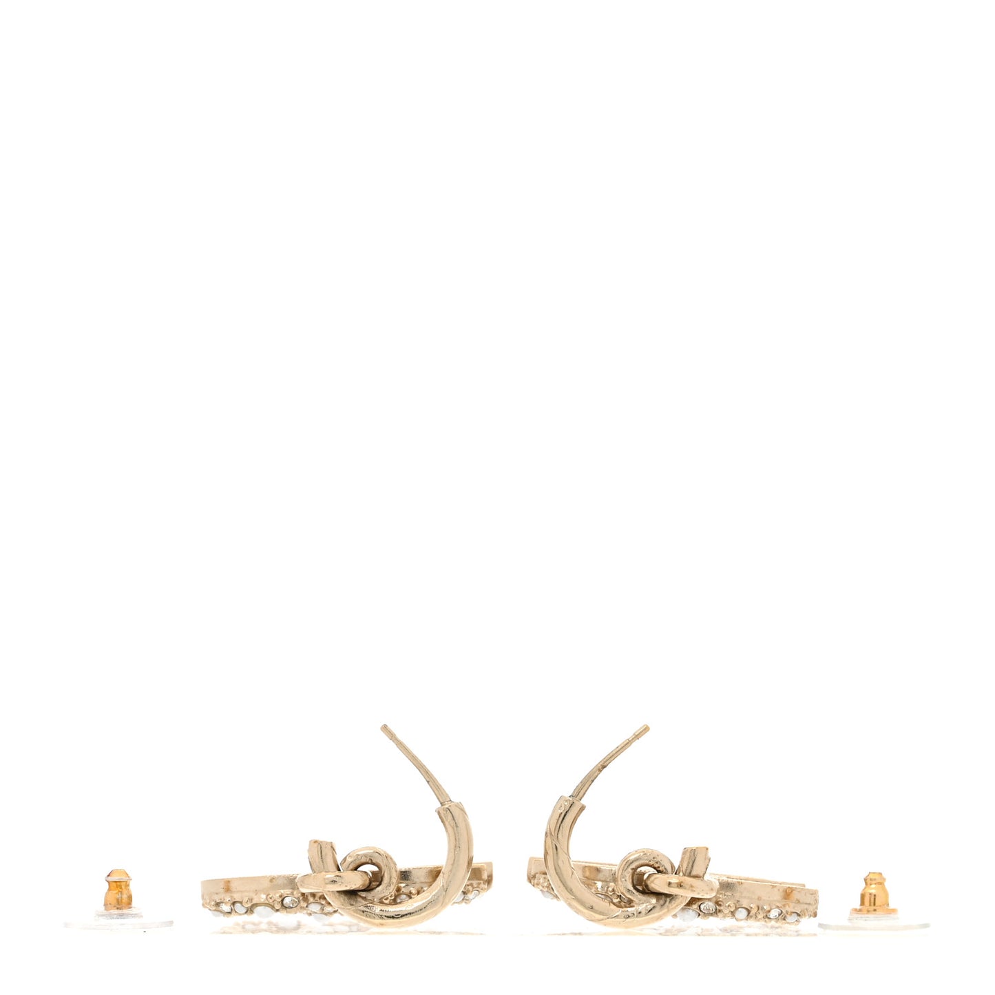 Crystal Pearls CC Drop Earrings Light Gold