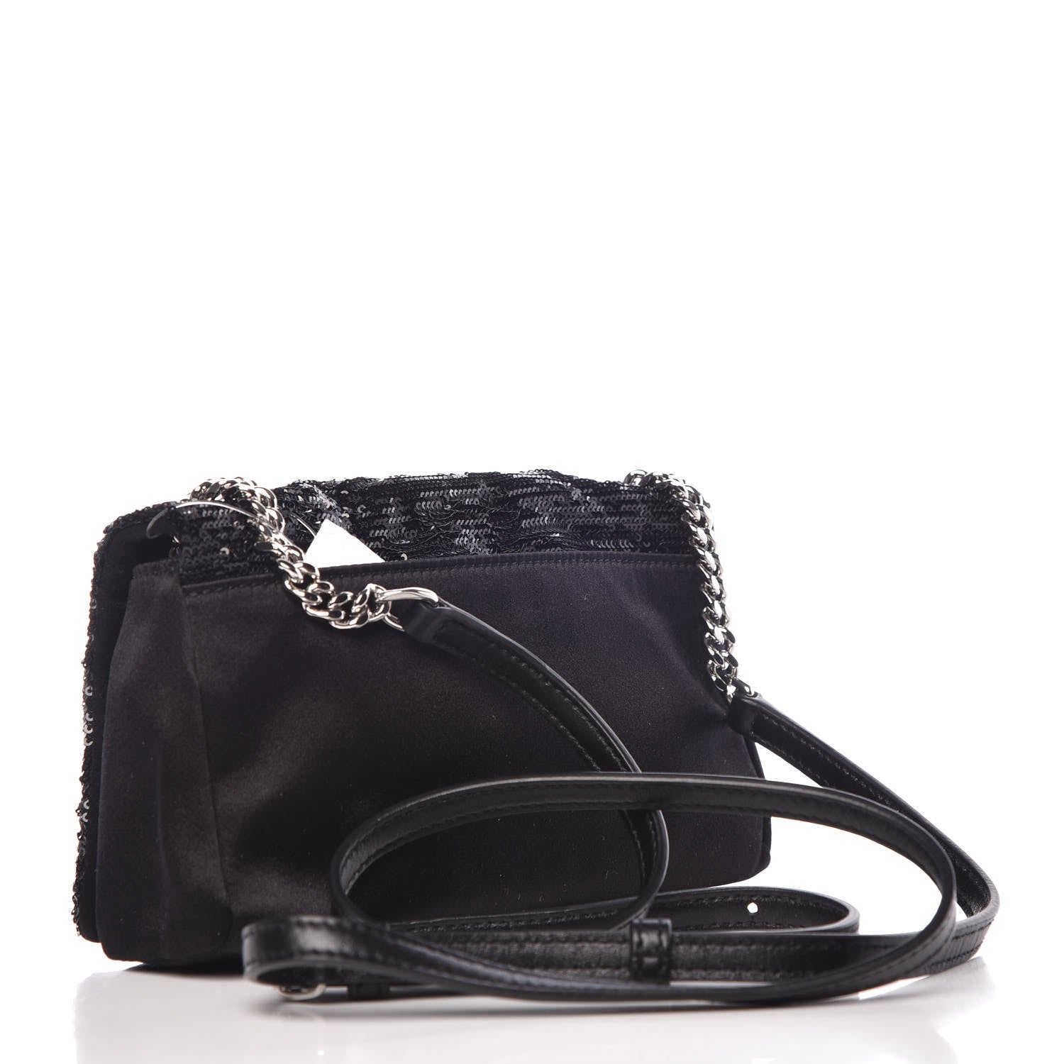 Saint Laurent Sequins Toy West Hollywood Chain Wallet Nero Manto Naturale 3 of 6