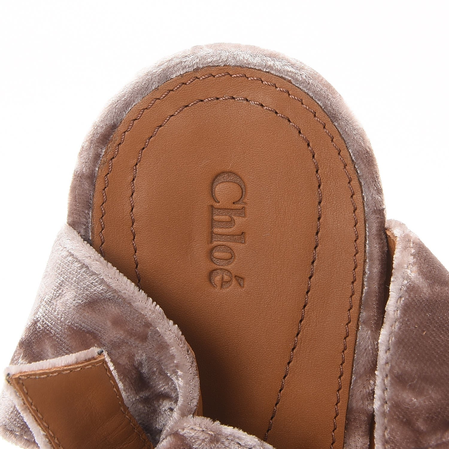 Chloe Velvet Platform Sandals 40 Tan Rose 9 of 10