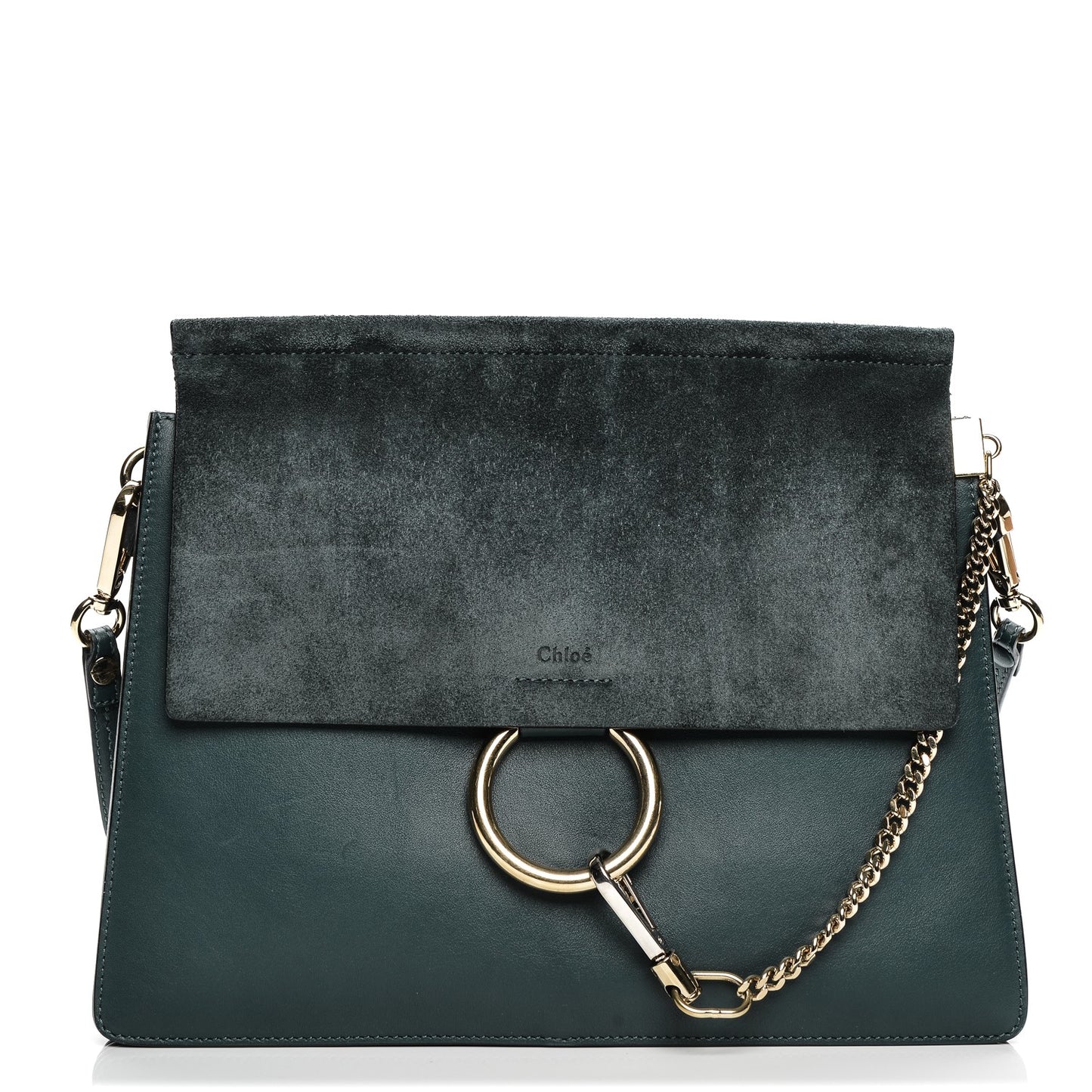 Suede Calfskin Medium Faye Shoulder Bag Silver Blue
