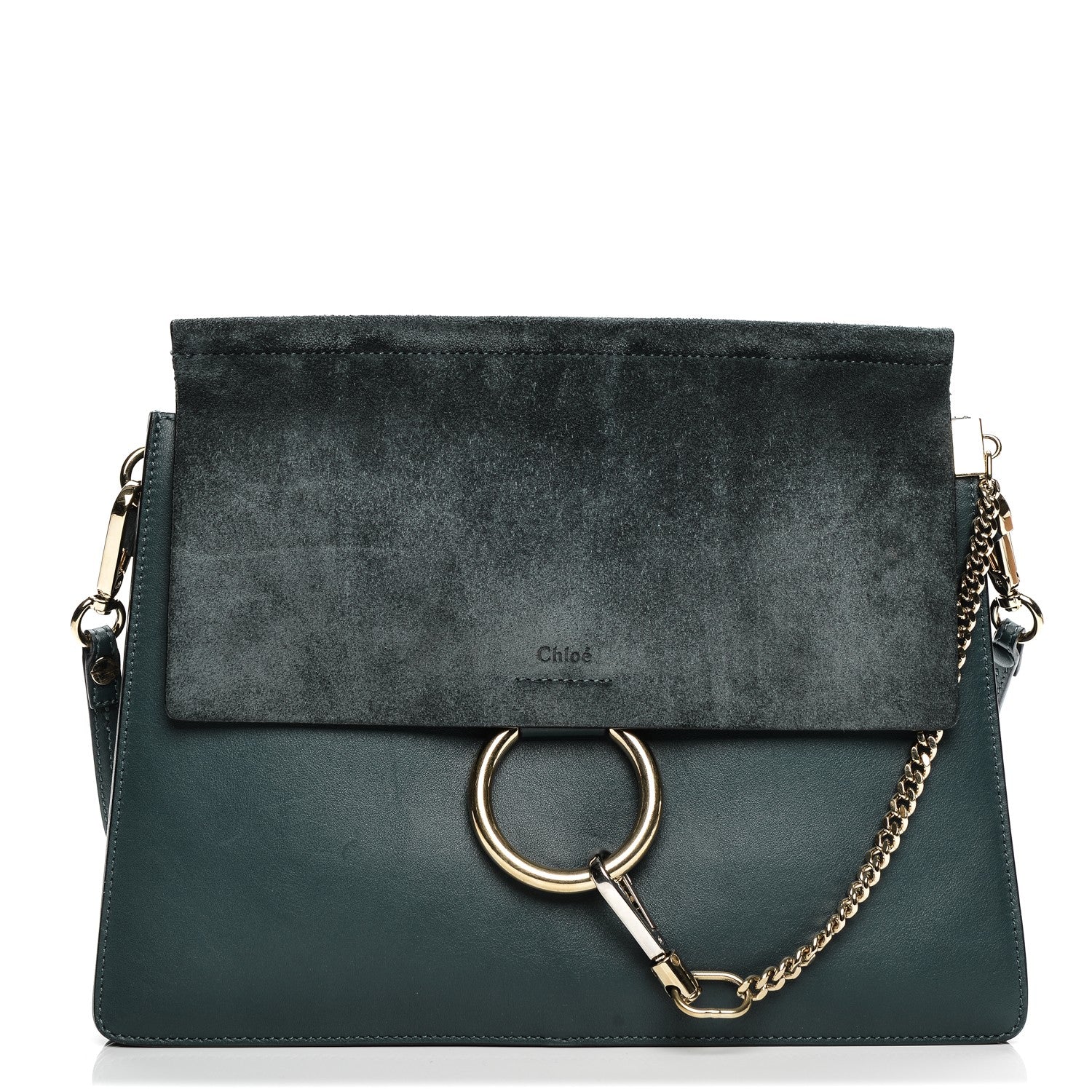 Chloe Suede Calfskin Medium Faye Shoulder Bag Silver Blue 1 of 7
