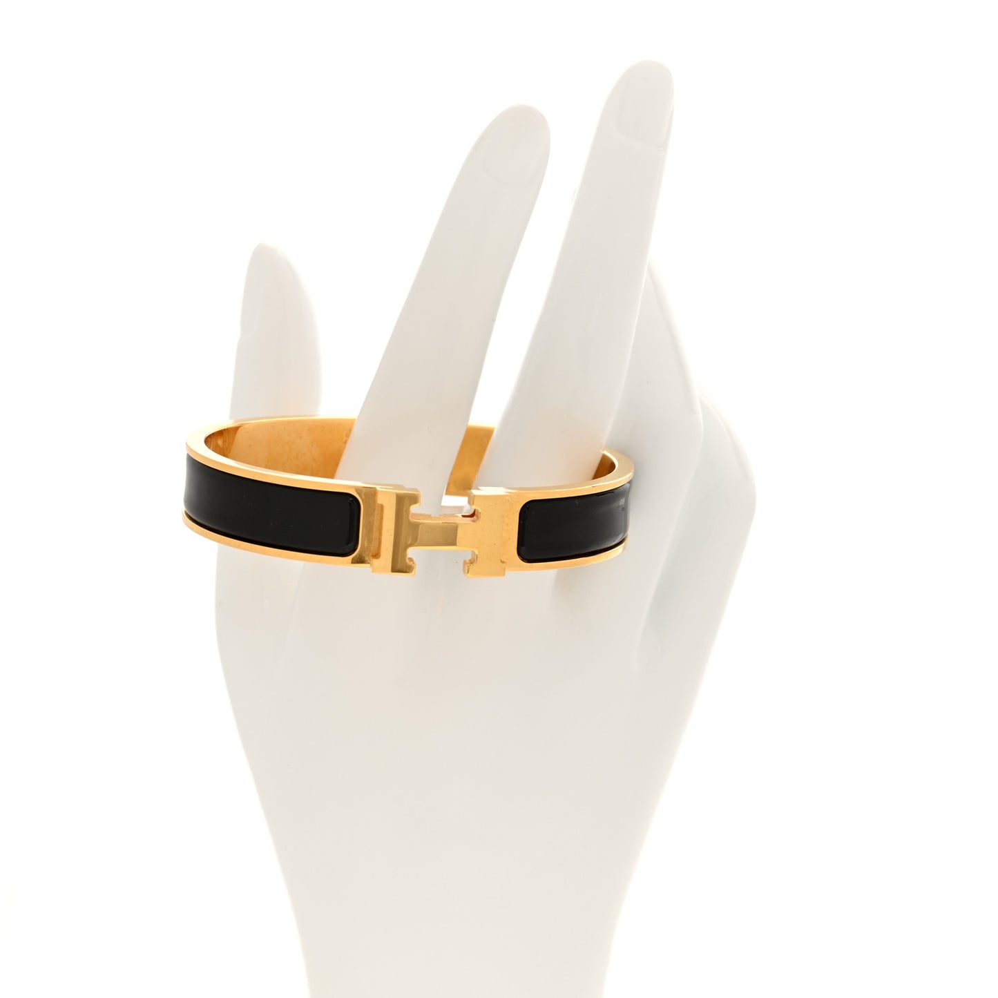 Enamel Narrow Clic Clac H Bracelet GM Black