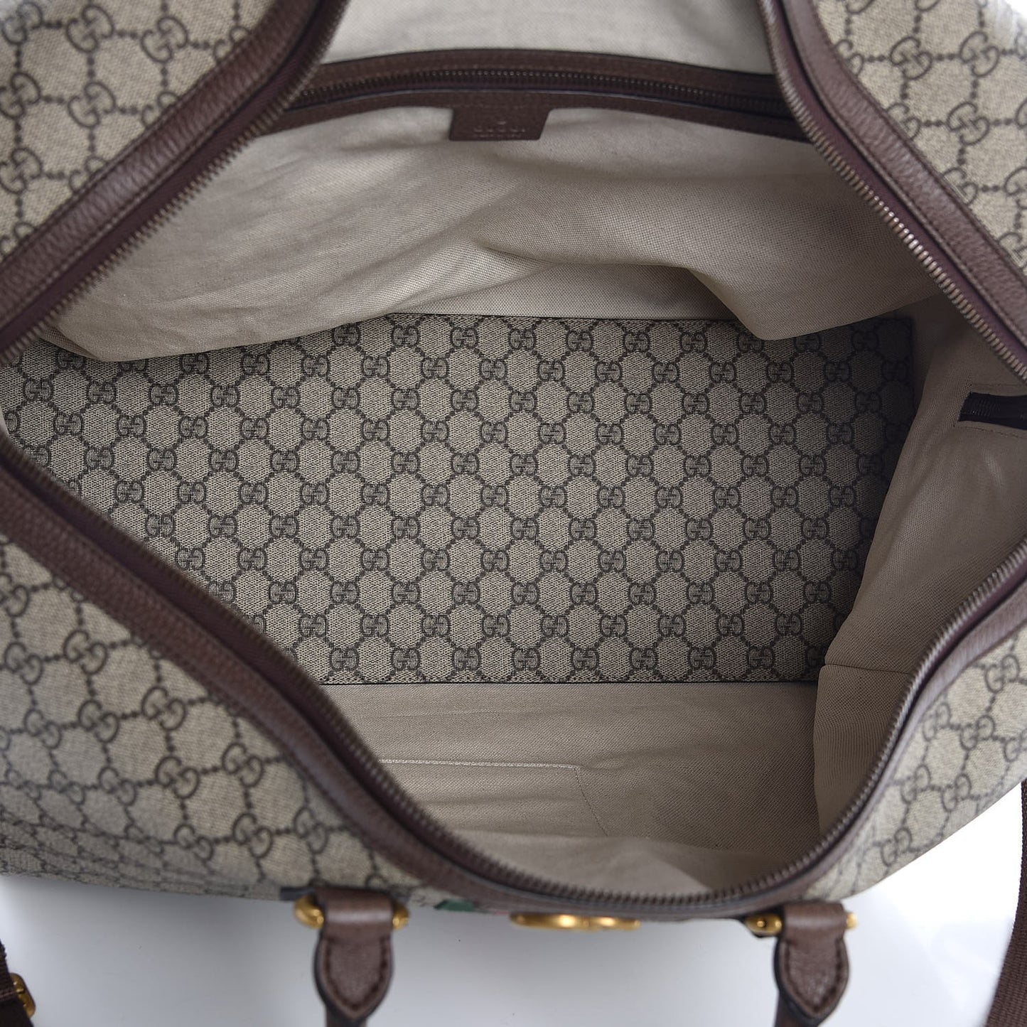 GG Supreme Monogram Textured Dollar Calfskin Web Large Savoy Duffle Bag Beige Ebony New Acero