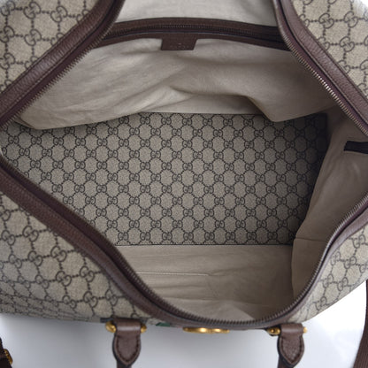 Gucci GG Supreme Monogram Textured Dollar Calfskin Web Large Savoy Duffle Bag Beige Ebony New Acero 5 of 7