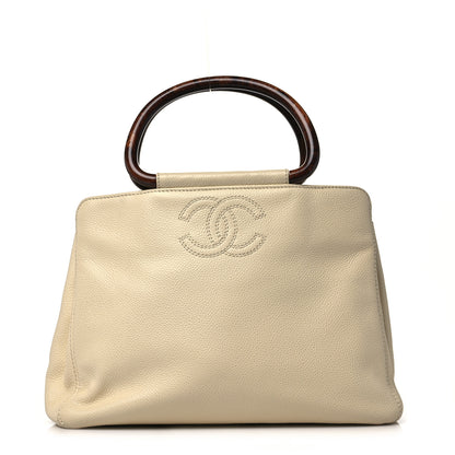 Chanel Caviar Wood Handle Handbag Beige 1 of 11